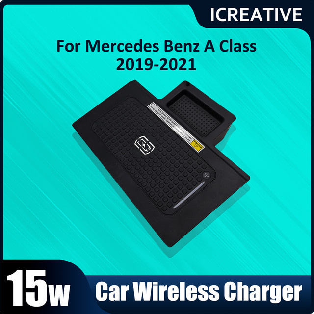 Icreative Drahtloses Ladegerät für Mercedes Benz A B GLB CLA mit PD-USB-C-Schnittstelle und Schnellladefunktion, Schwarz - Bild 1