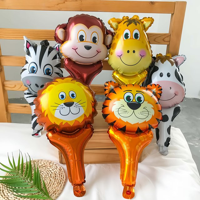 Zufällig gemusterte Aluminiumfolien-Tier-Handballons, Cartoon-Themen-Geburtstagsparty-Dekorationen - Bild 1