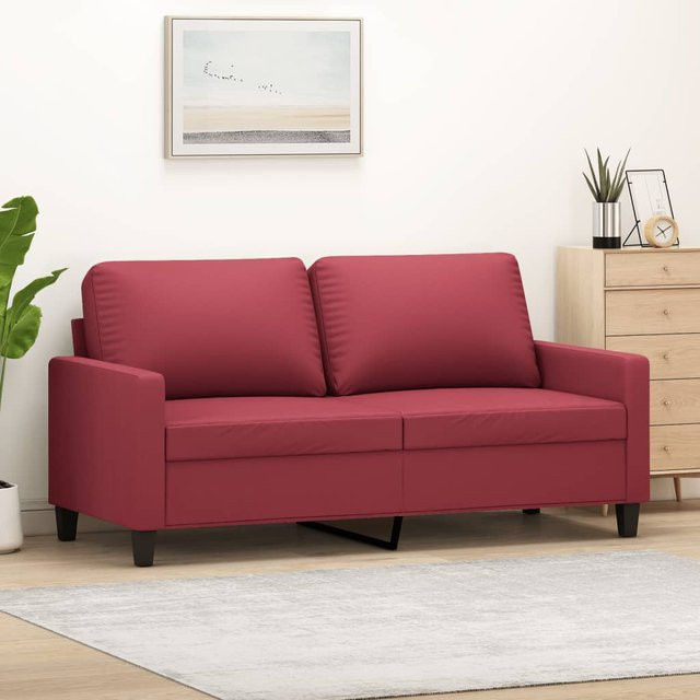 vidaXL 2-Sitzer-Sofa in Weinrot mit Kunstleder und Metallrahmen - Bild 3