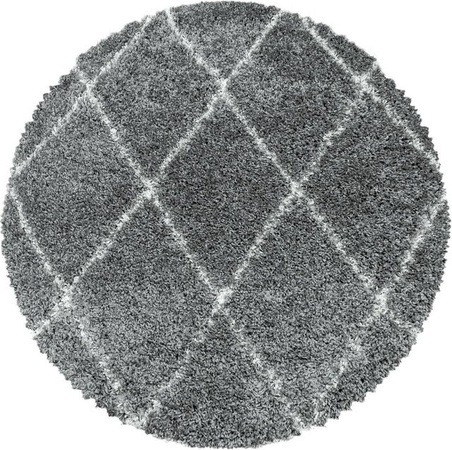 Ayyildiz Hochflorteppich Alvor in Grau mit Berber-Motiven, rund, Durchmesser: 160 cm