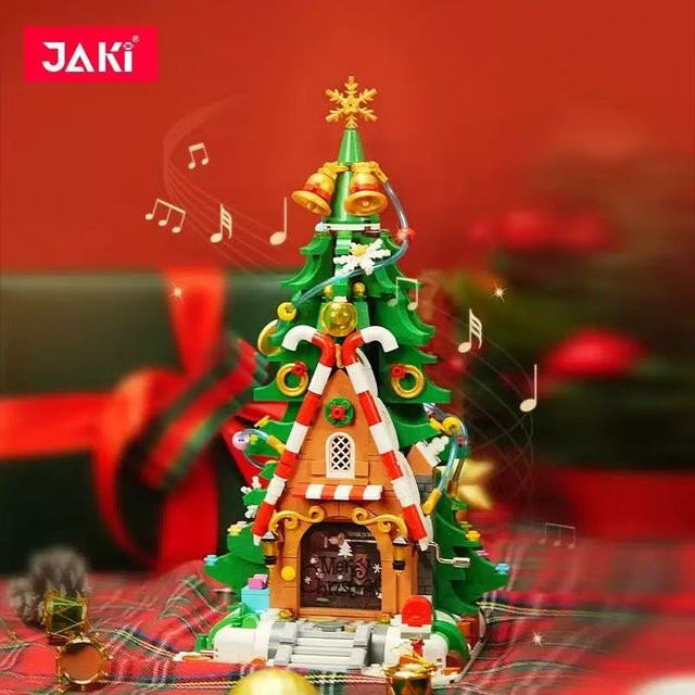 JAKI Weihnachtsbausteine Baummodell Montagespielzeug mit Spieluhr-Funktion in Mehrfarbig - Bild 1