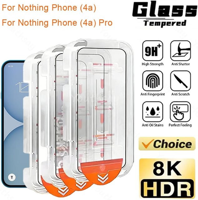 Nothing Screen Protector für Nothing Phone 4a und Nothing Phone 4a Pro, gehärtetes Glas mit oleophober Beschichtung, transparent - Bild 1
