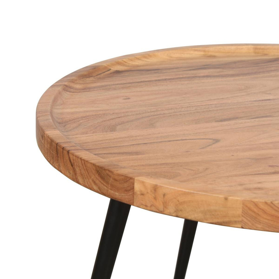 byLIVING Couchtisch ROMY aus massivem Akazienholz, rund, schwarz/braun, Breite: 75 cm - Bild 2