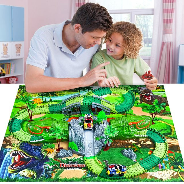 TONERJU Dinosaurier-Rennwagen-Schienenspielzeug, Dinosaurier, ab 3 Jahre - Bild 1