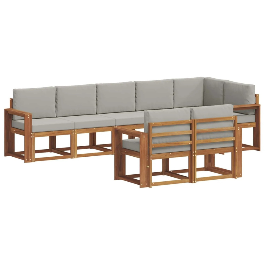 vidaXL Outdoor-Sofagarnitur L-Form aus Akazienholz mit Kissen, Hellgrau - Bild 2
