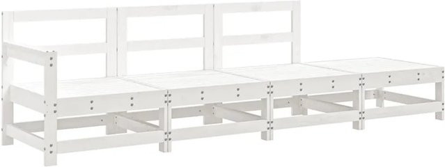 vidaXL 4-tlg Garten-Lounge-Set in Weiß aus massivem Kiefernholz mit L-Form und Latten-Design - Bild 1