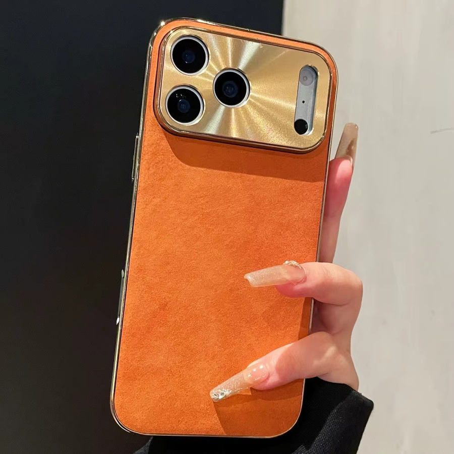 Original Lammfell-Lederhülle für iPhone 17 bis 11 Pro Max Plus mit Vintage-Beschichtung und hellem Fenster in Blau - Bild 2