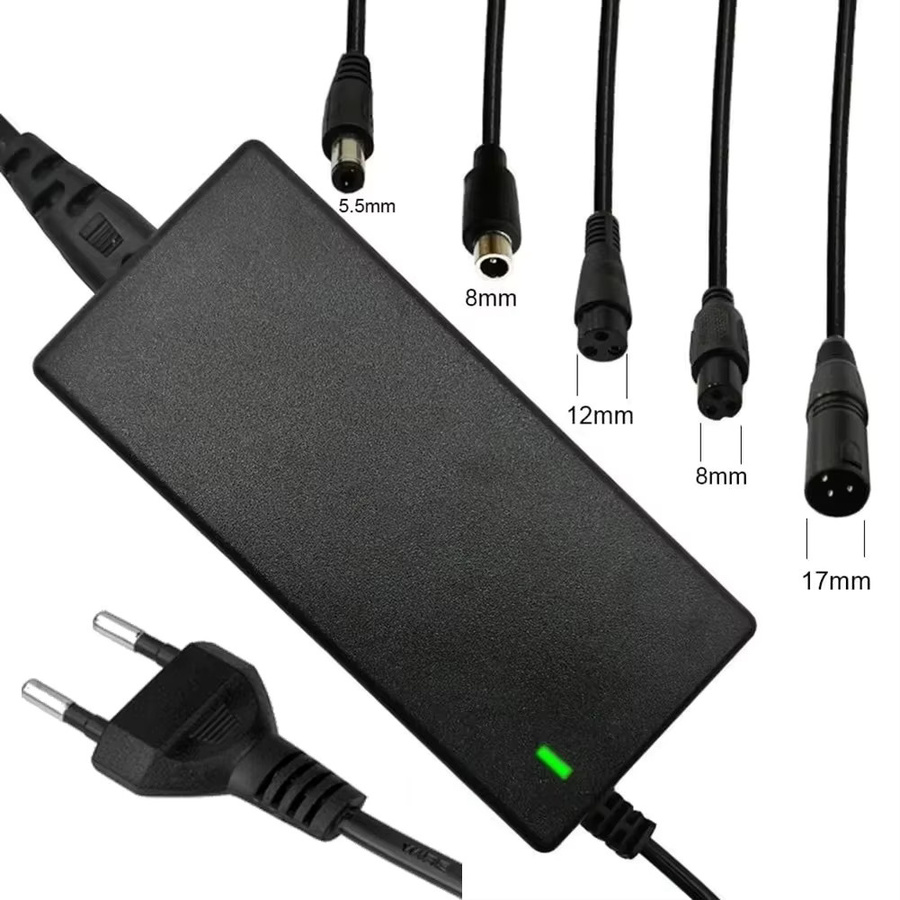 Universelles Akkuladegerät 36V 42V 2A mit 4-in-1 Adapterkabel für Xiaomi, Lime und Hoverboard in Schwarz mit EU-Stecker - Bild 2