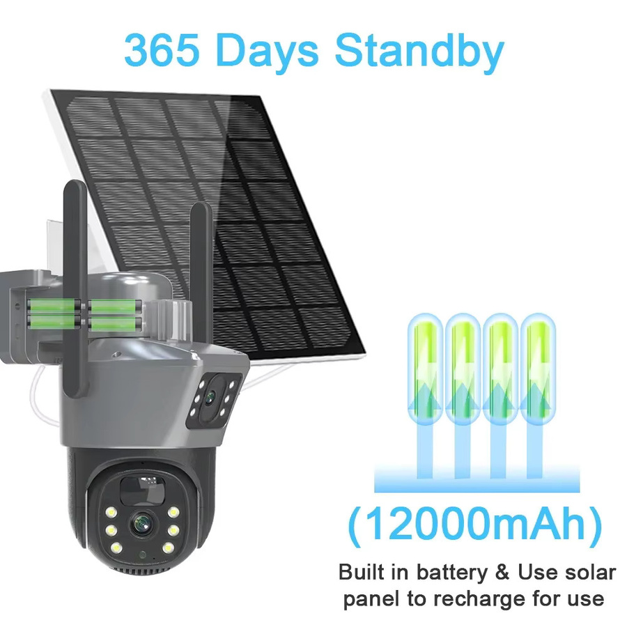4K 8MP Dual Screen Solar Kamera Outdoor Wireless WiFi PTZ Dual Objektiv mit Auto Tracking für Sicherheit und Überwachung - Bild 2