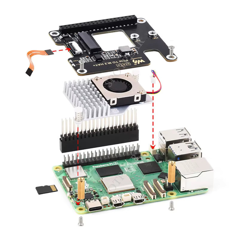 Raspberry Pi 5 PCIe auf M.2 NVMe SSD Adapterplatine PCIe auf M.2 HAT Erweiterungsplatine in Schwarz - Bild 3