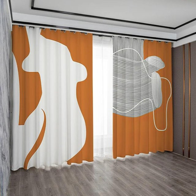 Moderner Verdunkelungsvorhang in Orange mit Wärmeisolierung, B: 55 cm, H: 120 cm - Bild 1