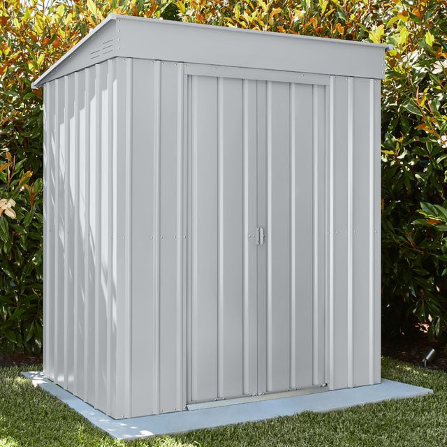 Globel Metall-Gerätehaus Skillion 64 mit Pultdach in Silber Metallic, B x T: 171 x 113 cm - Bild 1