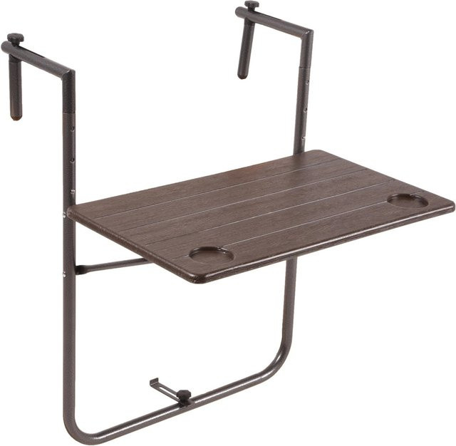 DELUKE Balkontisch KONNI aus Kunststoff in Holz-Optik, Braun, B/T/H: 59,5 x 35 x 83,5 cm - Bild 1