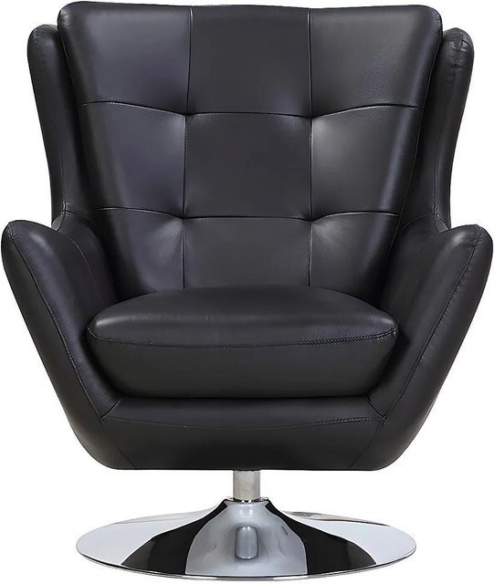 Vente-unique Sessel Anaba in Schwarz aus Büffelleder mit gerader Rückenlehne, Höhe: 81 cm - Bild 1