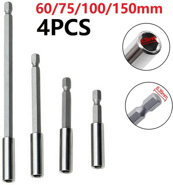 VIBRATITE 4er Set Bit-Halter Schnellwechsel-Adapter mit 1/4 Zoll Schaft in Silber - Bild 1