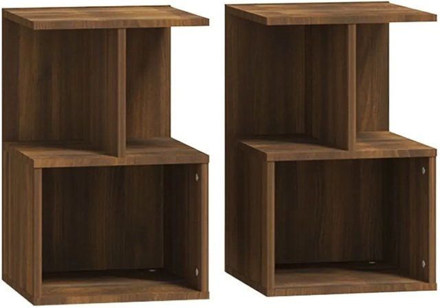 vidaXL Nachttische 2er-Set in Braun Eichen-Optik aus Holzwerkstoff, B/T/H: 35 x 35 x 55 cm - Bild 1