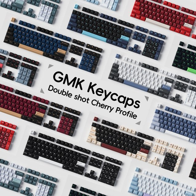 GMK PBT Tastenkappen im Cherry Profile für mechanische Tastaturen, Double Shot, Farben: Rot, Blau, Multicolour - Bild 1