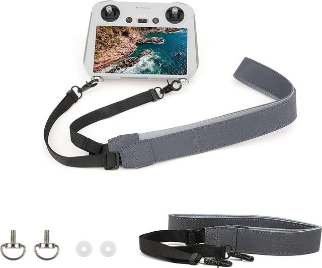 DJI PU-Umhängeband in Grau für DJI RC, RC2, RC PRO, RC Plus und diverse Drohnenmodelle wie Air 3, Mini 4 Pro und Mavic 3 Pro - Bild 1