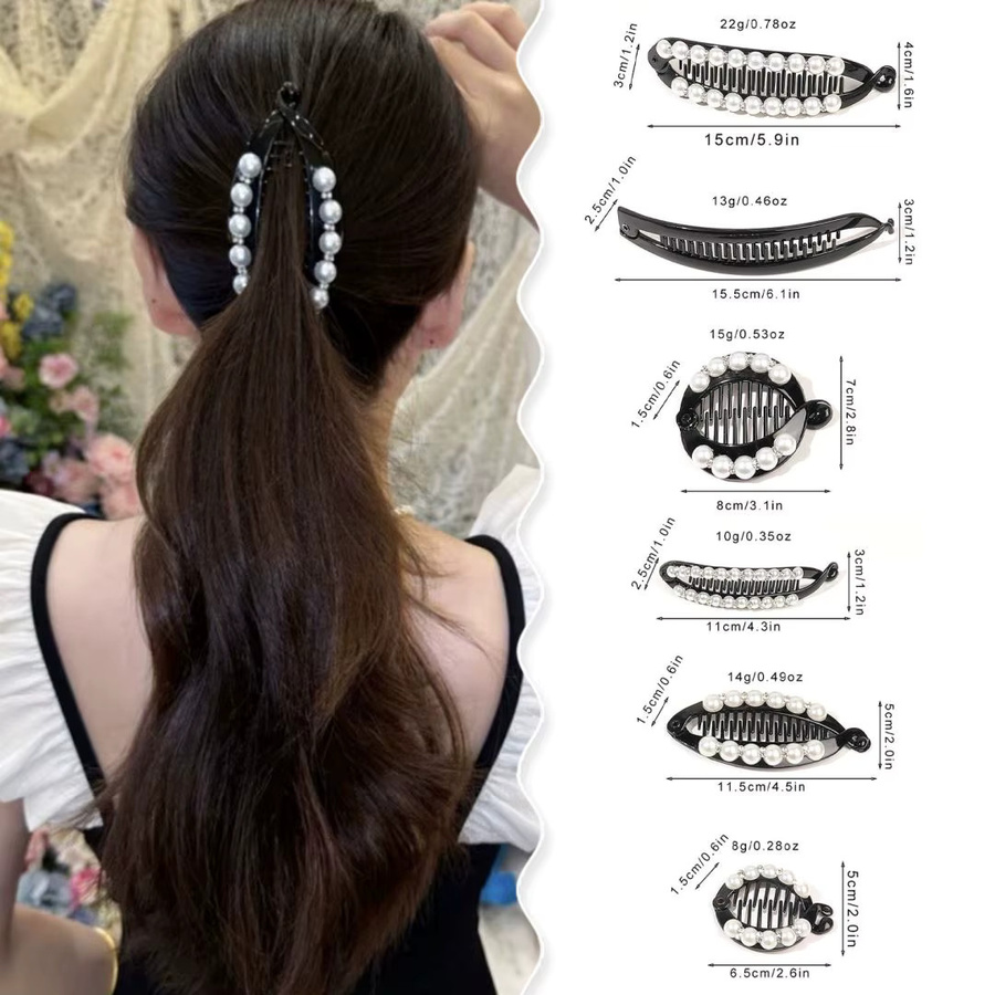 FORWOT Haar Klaue Clip, Perle, Strass, Damen - Bild 2