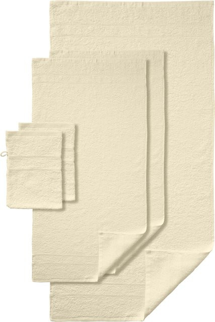 4-tlg. Handtuch-Sparset von wäschepur aus 100% Baumwolle in Beige, flauschiges Walkfrottier - Bild 1