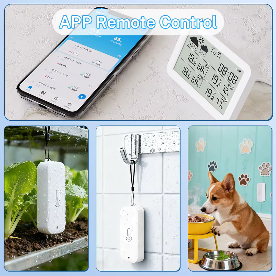 Tuya WiFi Wetterstation IP65 Wasserdicht in Weiß mit Außen- und Innenthermometer sowie Hygrometer, RF433 Temperatur- und Feuchtigkeitssensor, kompatibel mit Google Alexa - Bild 3