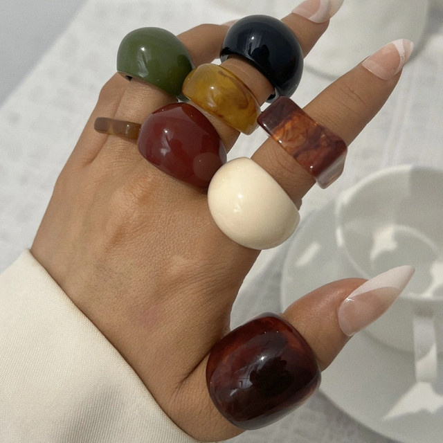8-teiliges Ring-Set Kunststoff, Bunt, Damen, Vintage - Bild 1