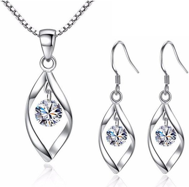 Schmuck-Set 925 Silber, Zirkonia, Damen - Bild 1