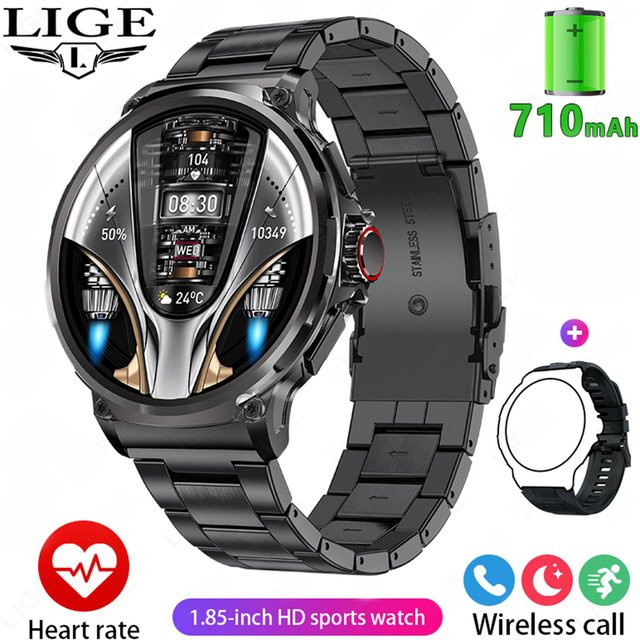 LIGE Smartwatch, Edelstahl, Schwarz, Herren - Bild 1