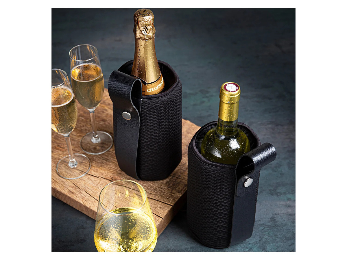 VACU VIN Wein- und Champagnerkühler Artico mit Neoprenhülle und Lederband in Schwarz - Bild 3