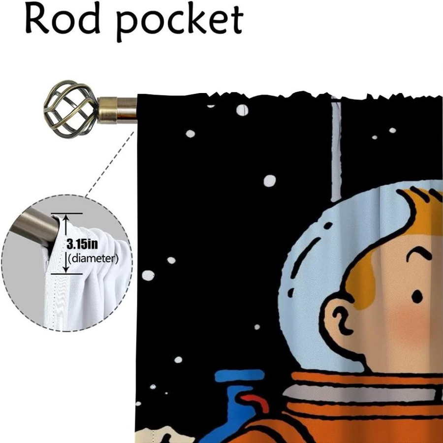 Tim und Struppi Verdunkelungsvorhang Set mit 2 Paneelen, Mehrfarbig, Breite: 50 cm, Höhe: 70 cm - Bild 1