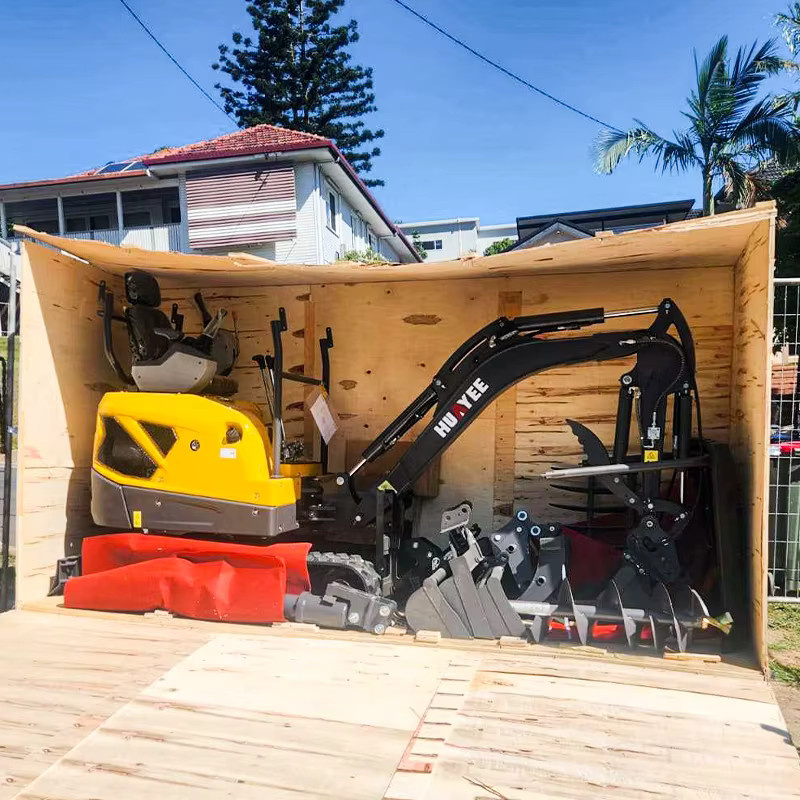 Huayee Mini-Bagger 1,8 Tonnen Multifunktionaler Diesel-Mikrobagger als kleiner Raupenbagger in Gelb - Bild 1