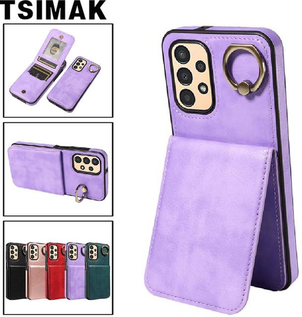 Samsung Wallet Card Slots Lederhülle für Galaxy A13 A23 A33 A53 A73 A04 A05 A12 A22 A32 A52 A52S A72 in Gold und Purple - Bild 1