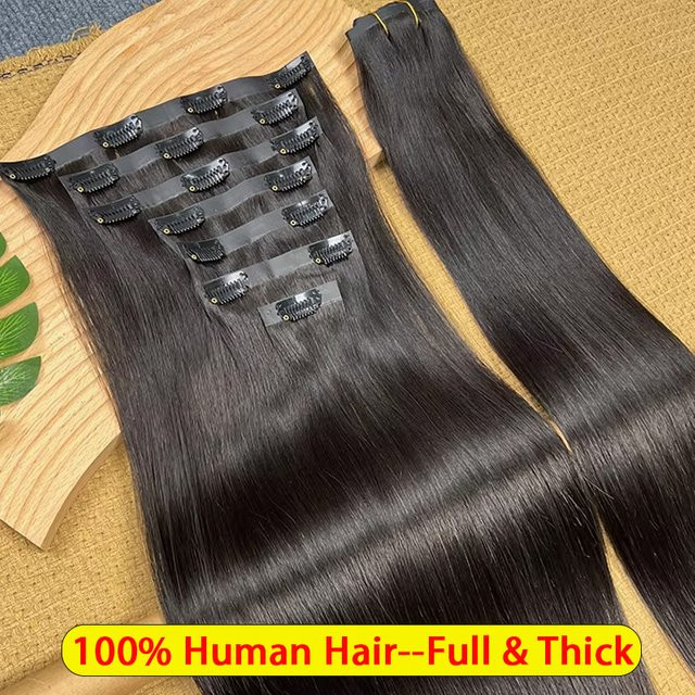 GDYLuxury Clip-In Haarverlängerungen, Echthaar-Extensions, 7 Teile Set - Bild 1