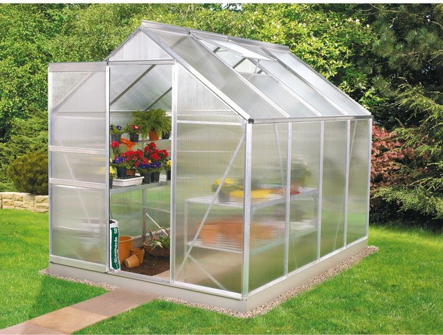 Vitavia Gewächshaus Venus 5000 mit Polycarbonat-Platten und Schiebetür in Silber und Transparent, B/T/H: 257 x 197 x 195 cm - Bild 1