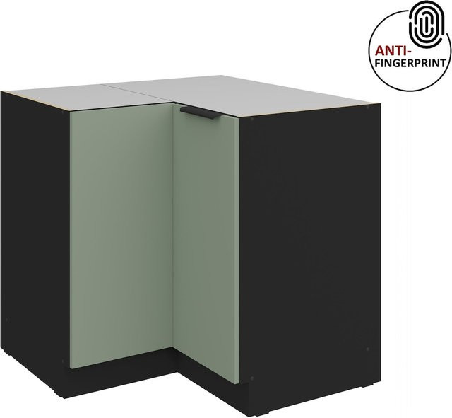 Küchen Eckschrank ARIA Aquamarin matt mit Anti Fingerprint Effekt, B/T: 90 x 90 cm - Bild 1