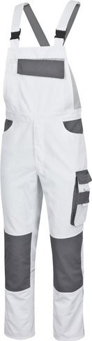 safety and more Latzhose EXTREME in Weiß/Grau mit Reflektoren, Größe L, Polyester-Baumwoll-Gemisch - Bild 1