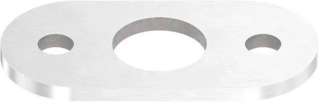 FeNau Ankerplatte aus Edelstahl V2A in Silber für Rohr Ø 33,7 mm mit Längsschliff, B/T/H: 11,5 x 5,5 x 0,6 cm - Bild 1
