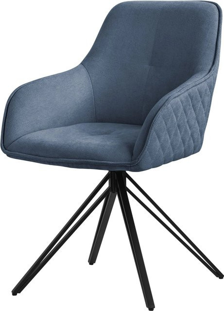 ML-Design Esszimmerstuhl drehbar in Blau aus Textil Webstoff mit Armlehnen und Rückenlehne - Bild 2
