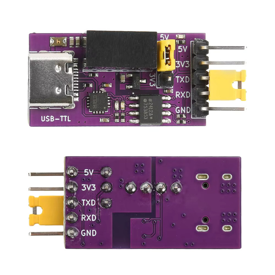 CH343 Isolierter USB-zu-TTL-Downloader mit Typ-C Anschluss, 3,3 V/5 V, UART-Download-Modul in Lila, 6 Mbit/s Hochgeschwindigkeitskommunikation - Bild 2