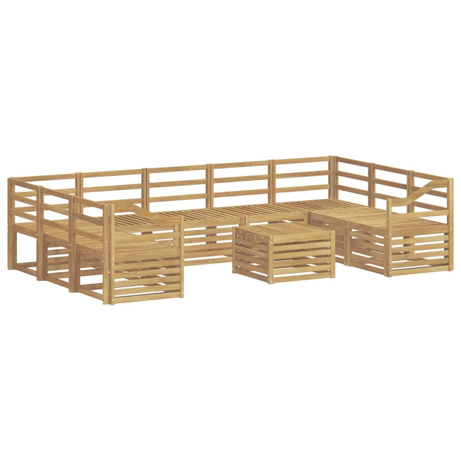 vidaXL Outdoor-Sofagarnitur aus Akazie Massivholz in Weiß, 10-teiliges Set mit Tisch und Polstern im modernen Latten-Design, B/T/H: 59 x 59 x 37 cm - Bild 2