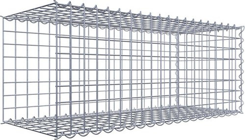 Gabiona Anbaukorb Typ 2 aus Stahl, silbergrau, B/T/H: 40 x 40 x 100 cm, Maschenweite 5 x 5 cm - Bild 1