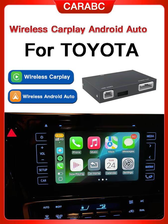 CARABC Drahtloses CarPlay und Android Auto Modul für Toyota CH-R Corolla Camry Auris Prius RAV4 Avensis Highlander, Schwarz - Bild 5