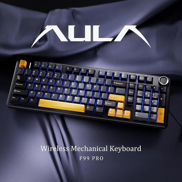 AULA F99PRO Gaming Mechanische Tastatur mit 99 Tasten, Drei Modi Kabellos (Wi-Fi, Bluetooth), Hot-Swappable Gasket-Struktur und Medienregler, Weiß-Lila - Bild 1