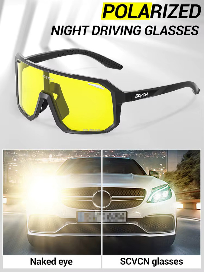 SCVCN Sonnenbrille, polarisiert, gelb, Vollrand, Unisex, Kunststoff - Bild 6