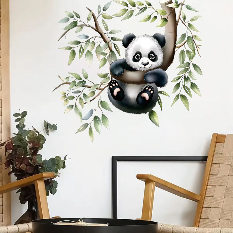 BRUP Wandaufkleber Cartoon Aquarell Panda klettert auf Bäumen für Kinderzimmer und Schlafzimmer, mehrfarbig - Bild 2