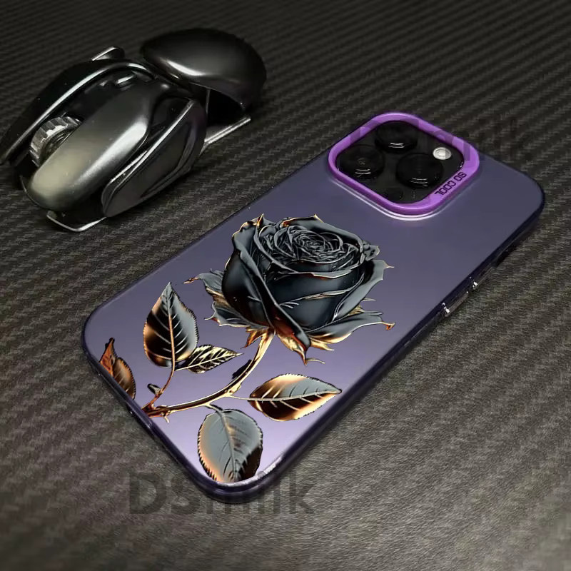 Rose Flower Handyhülle mit Rosenmuster für iPhone 11 bis iPhone 16 Pro Max in Lila, Laser Hard PC+TPU Case - Bild 2