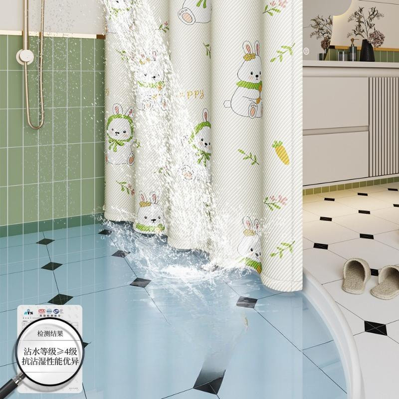 Wasserdichter Duschvorhang von Vinde Home mit Saugnäpfen, weiß, B/H: 80 x 180 cm - Bild 1