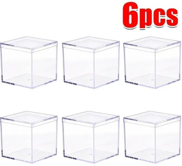 Binchi Acrylboxen Transparent mit Deckel, Quadratische Aufbewahrungsboxen aus Kunststoff, B/T/H: 5,5 x 5,5 x 5,5 cm - Bild 1