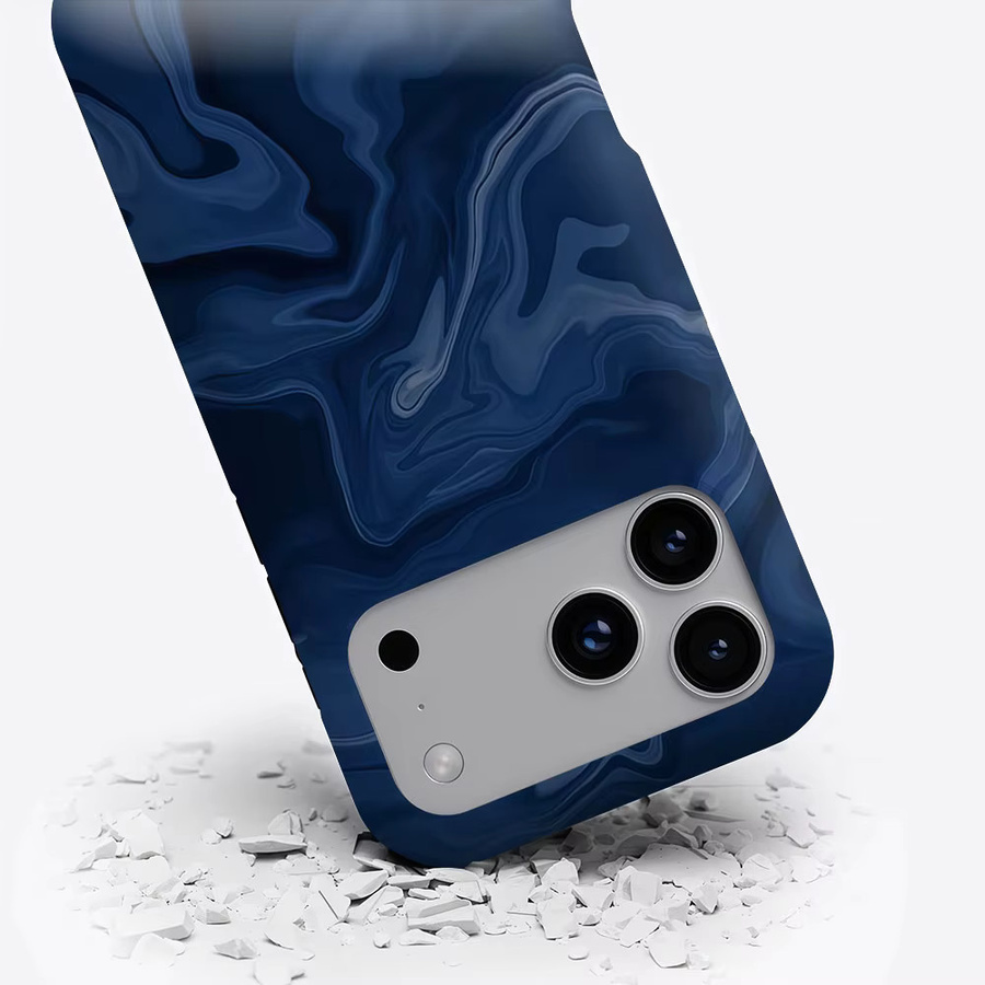 Aurbe Matte 2-in-1 MagSafe Hülle mit Tiefsee-Wellen-Design für iPhone 17 16 15 14 Plus Pro Max, Stoßfeste Hartschale, Blau - Bild 3