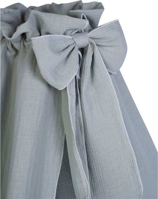 Mionido Textiles Set für Stubenwagen aus Musselin mit Schleife in Weiß, Grün und Grau - Bild 1